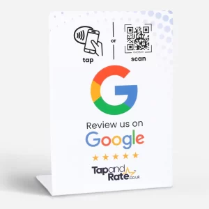 Google review NFC stand & QR (white)