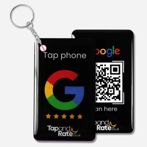 Google Reviews NFC Keyring + QR Black