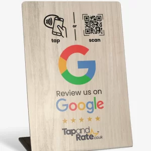 Google Reviews Stand NFC & QR (Bamboo Effect)